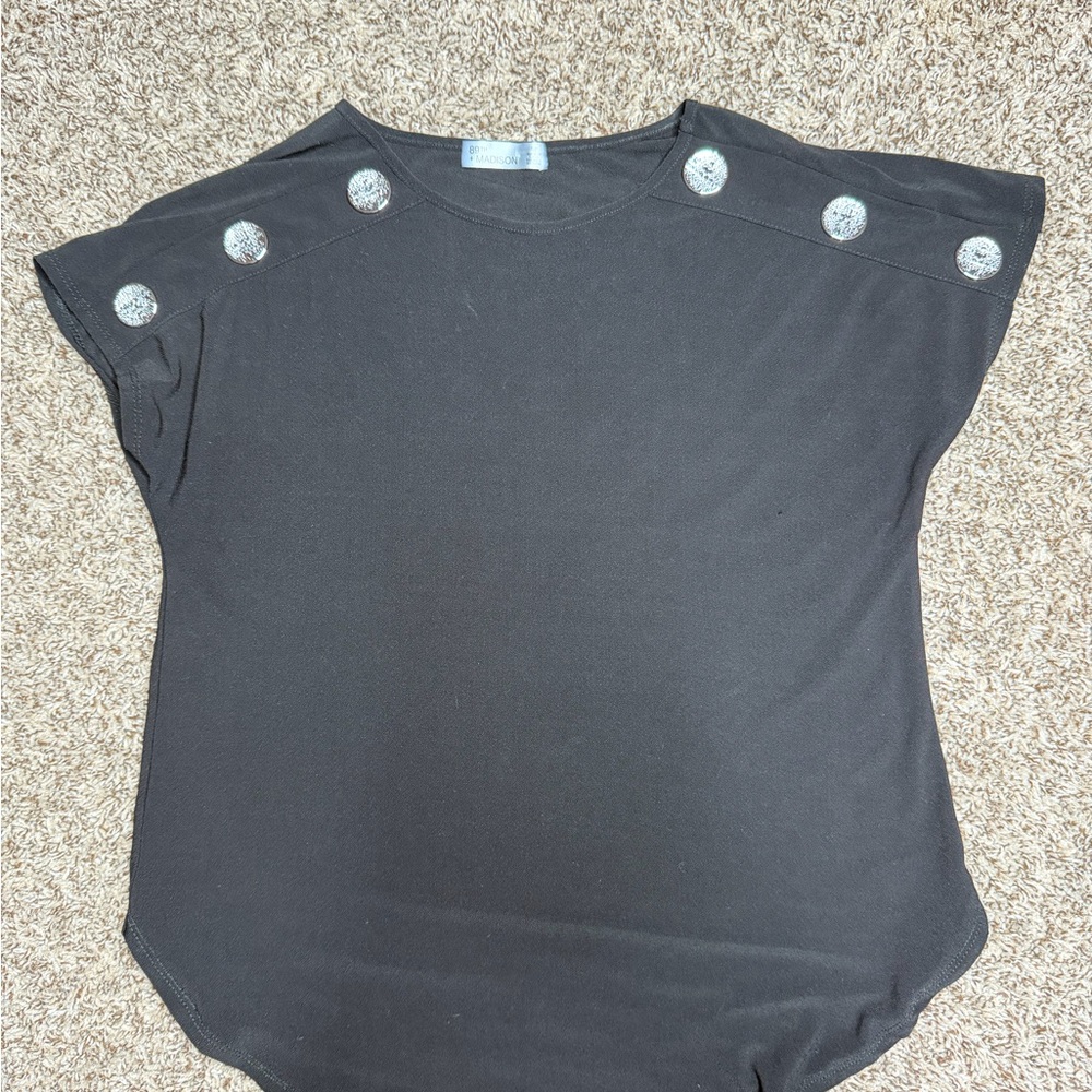 Black Button-Detail Women's Top